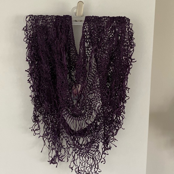 JIGSAW purple shawl wrap crochet macrame knit poncho NWT new scarf - Picture 1 of 7